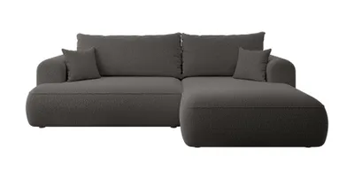 Produktbild von Selsey Ovo – Ecksofa mit Schlaffunktion, Ottomane rechts, Bouclé Dunkelgrau