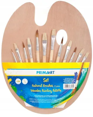 Zdjęcie produktu dla Zestaw 12 pędzli z naturalnego włosia i drewniana paletka 30 cm