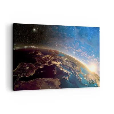 Produktbild von Bild auf Leinwand - Leinwandbild - Kosmos Erde - 120x80cm - Wand Bild - Wanddeko - Wandbilder - Leinwanddruck - Bilder - Kunstdruck - Wanddekoration - Leinwand bilder - Wandkunst - AA120x80-3809