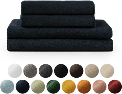 Immagine prodotto di Set di asciugamani in spugna premium Blumtal con asole per appendere - Cotone  Oeko-TEX, morbido, altamente assorbente - 2X asciugamano da bagno (70x140 cm), 2X asciugamano per le mani (50x100 cm), blu scuro