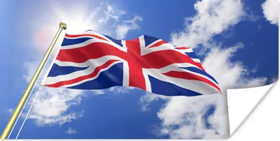 Produktbild von MuchoWow® Poster Die Flagge des Vereinigten Königreichs weht am Himmel 120x60 cm - Bild
