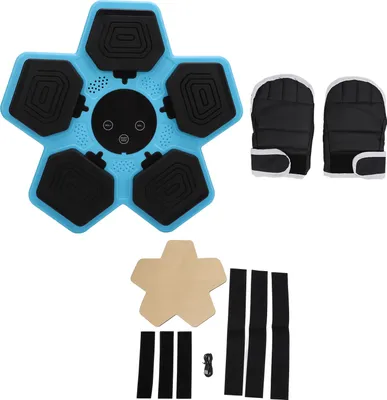 Immagine prodotto di Macchina da boxe per bambini blu, allenamento interattivo con Bluetooth e LED, 5 livelli di velocità, imbottitura morbida, per il fitness indoor a casa