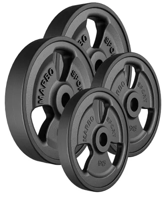 Obrázek produktu pro Marbo Sport 30kg sada pogumovaných závaží Tri-Grip z litiny Litinová závaží s otvorem ø30/31 mm / 2 x 10 kg + 2 x 5 kg