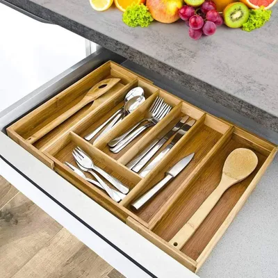 Produktbild von Bambus-Schneidebrett-Organizer, 33,5 x 29 x 5 cm