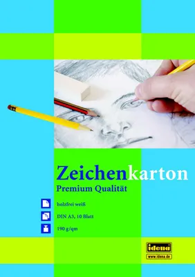 Produktbild von 100 (10x 10) Blatt Zeichenkarton / Zeichenkartonblock DIN A3 / 190g/m²