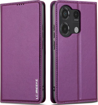 Image de Etui magnétique en cuir pour Xiaomi Redmi Note 13 Pro 4G, avec fente pour carte et fonction stand Violet