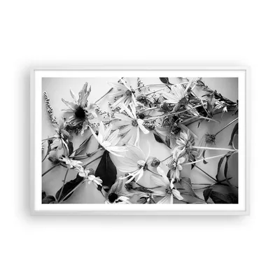 Produktbild von Gerahmtes Poster - Weißer Rahmen - Blumen Schwarzweiß Fotografie - 91,5x61 cm - Wand Bild - Wanddeko - Wandbilder - Kunstposter - Wandposter - Bilderrahmen - Bilder - Kunstdruck - P2WAA91x61-4740