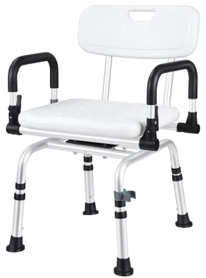 Duschhocker 360° drehbar, bis 180 kg, höhenverstellbar, weiß