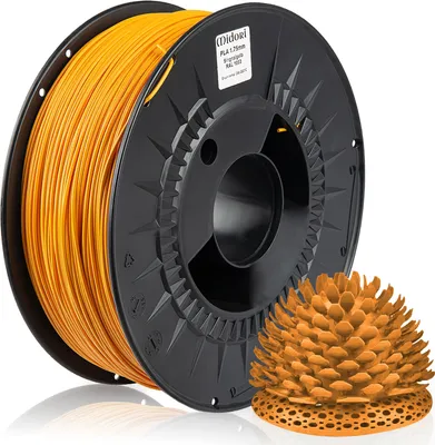 Produktbild von 2 x MIDORI® 3D Drucker 1,75mm PLA Filament 1kg Spule Rolle Premium Signalgelb RAL1003