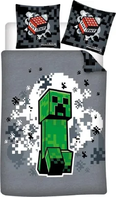 Zdjęcie produktu dla Zestaw pościeli Minecraft z polibawełnianej poszewki na kołdrę i poduszkę 140x200 + 65x65 cm