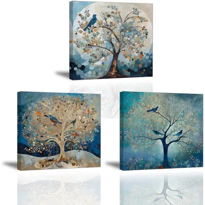 Produktbild von Leinwand Wanddekoration mit Blauer Baum für Wohnzimmer