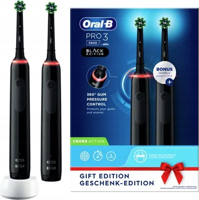 Productafbeelding van ORAL-B Elektrische tandenborstel Pro 3 3900, opzetborstels: 3 stuks, dubbele verpakking, 3 poetsstanden