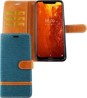 Produktbild von Nokia 8.1 / Nokia X7 Handy Hülle Schutz-Tasche Case Cover Kartenfach Etui Wallet Grün