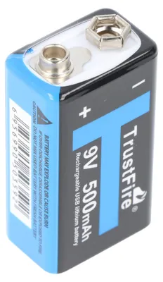 Produktbild von 7,4 Volt 9V-Block 6LR61 6F22 7.4V 500mAh BMS geschützt mit USB-CLadefunktion