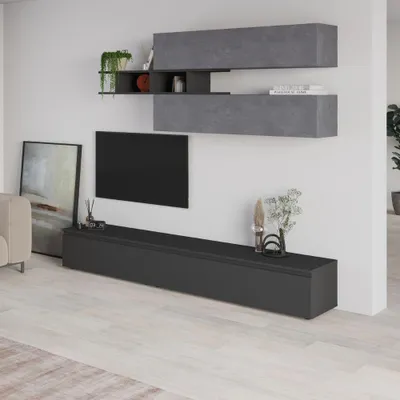 Immagine prodotto di Parete attrezzata cemento e antracite Venus 250x40x206H