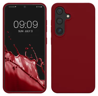 Produktbild von kwmobile Handyhülle für Samsung Galaxy S25 Hülle - Case Silikon - Kabelloses Laden - Schutzhülle Cover in Rhabarber Rot