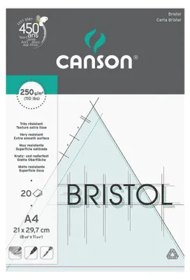 Immagine prodotto di CANSON C200457120 CANSON Blocco da disegno Bristol, DIN A4, 250 g/m², bianco