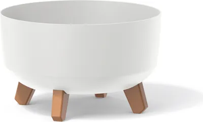 Image de Prosperplast Gracia Low Pot de fleurs avec pieds amovibles incl. insert pour l'intérieur et l'extérieur Pot de plantes rond en plastique résistant aux UV (285mm, blanc) ..