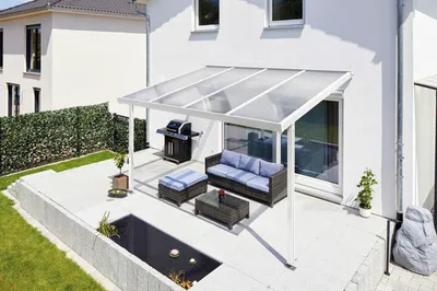 Produktbild von Terrassenüberdachung gutta Premium Acryl klar 410,2 x 306 cm weiß