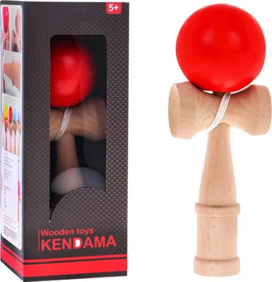 Obrázok produktu pre Arkádová hra Kendama pre deti 3+ a dospelých Drevená hračka + červená loptička
