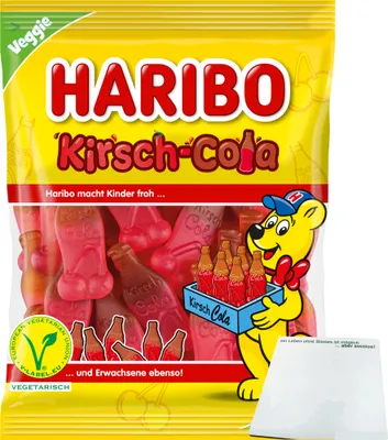 Produktbild von Haribo Kirsch-Cola Veggie (175g Beutel) + usy Block