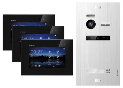 Produktbild von BALTER EVO Silber Video Türsprechanlage Set 1 Teilnehmer 3x 7" Monitor Schwarz