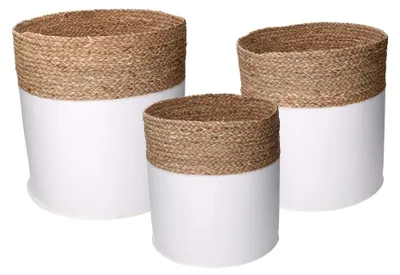 Immagine prodotto di Set 3 Ceste Rotonde in Tessuto Bianco