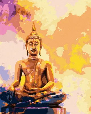 Produktbild von Zuty - Malen nach Zahlen - GOLDENER BUDDHA AUF FARBIGEM HINTERGRUND, 40x50 cm, ohne Keilrahmen