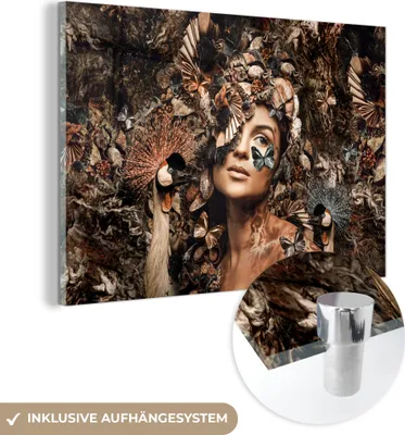 Produktbild von MuchoWow Glasbilder - Bilder auf Wandbild - Foto auf Glas Luxus - Frau - Tiere - Schmetterlinge - Vögel 30x20 cm Wanddekoration aus Glas - Acrylglasbild - Acrylbilder - Bilder auf glas wandbild
