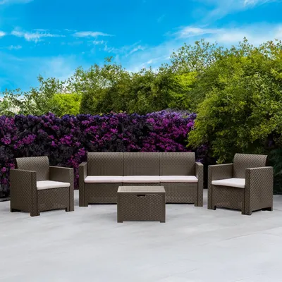 Produktbild von Dmora Set Gartenmöbel Venus Grau, 5 Plätze, Outdoor-Sofa