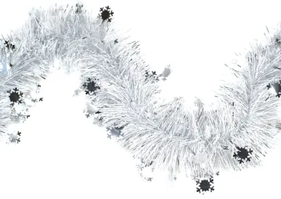 Produktbild von Weihnachtsgirlande Lametta 10cm x 3m inkl. Schneeflocken Weiß Perlmutt