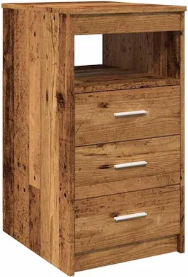 Produktbild von Ladenschrank mit 4 Schubladen und Stauraum - Schrank in Antikholzfarbe