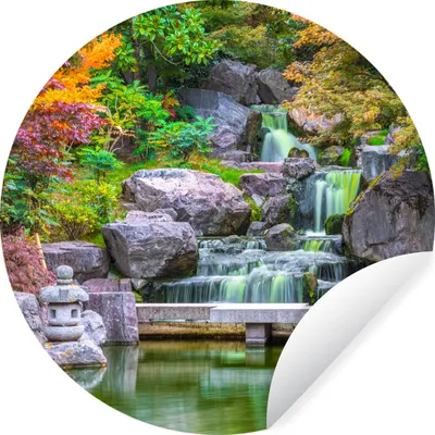 Obrázok produktu pre MuchoWow® Nálepka na tapetu - Kamene - voda - stromy - japonské - botanické - 30cm