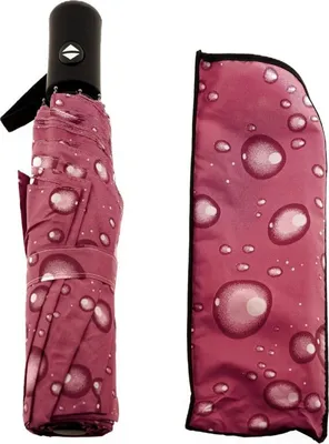 Image de Parapluie de poche élégant avec housse de protection et design goutte de pluie - compact & robuste Rose