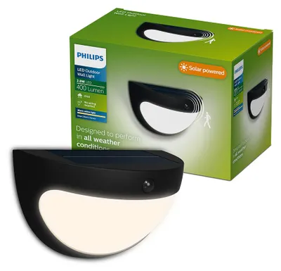 Image de Applique Solaire Led Swyn Noire éclairage Extérieur Autonome Et Intelligent - Philips
