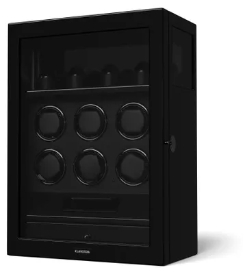 Obrázok produktu pre Klarstein SecureTouch naťahovač hodiniek pre 10 hodiniek - automatický so zámkom na odtlačok prsta, tichý japonský motor, LCD displej a diaľkové ovládanie, LED osvetlenie a zásuvka na šperky