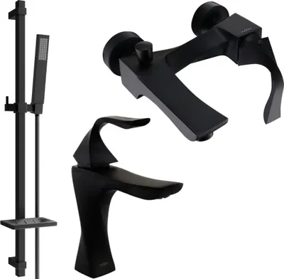Image de Estrella DQ02 Mélangeur lavabo et baignoire avec accessoires, noir (72303DQ02-70)