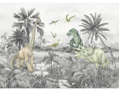 Produktbild von Fototapete Vlies FT5P 352181 - 152 Dinos Jungle 5-tlg. 375 x 270 cm