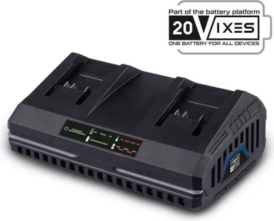 Immagine prodotto di Caricabatterie doppio, 4,5 A 20 V, Scheppach IXES, per batterie Scheppach 20 V IXES, ricarica rapida, Li-Ion