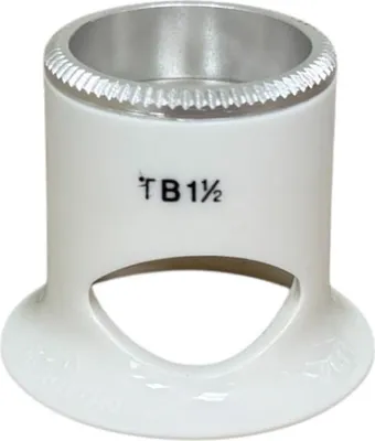 Image de Loupe Bergeon 2611-TB-1.5, blanche, biconvexe, orifice de ventilation, amplification x6.7