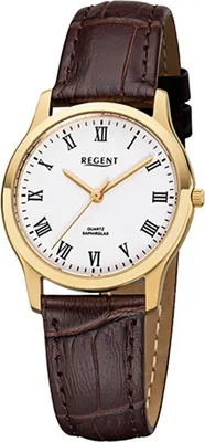 Zdjęcie produktu dla Regent skórzany zegarek damski F-1074 kwarcowy bransoleta brązowy D2URF1074