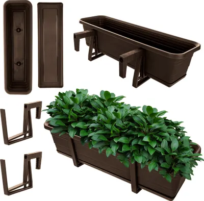 Produktbild von KADAX Balkonkasten Blumentopf Blumentopf 60cm Halterungen Ständer Balkongeländer