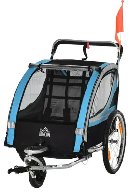 Obrázok produktu pre HOMCOM 2 v 1 detský príves za bicykel, detský príves, modro-čierny