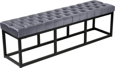 Produktbild von Sitzbank HLO-CP86 Samt Schwarz 150 cm grau