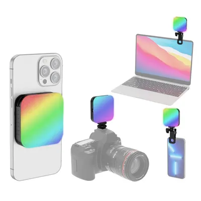 Produktbild von Magnetisches RGB-Videolicht im Taschenformat, Fuelllicht fuer Fotografie, 2500 K šC 9000 K, dimmbar, 20 Lichteffekte, Videokonferenzlicht fuer Computer, Tablet, Handy, DSLR-Kamera, eingebauter Akku mit Clip und Blitzschuhadapter