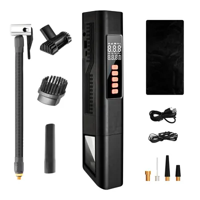 Imagen del producto de Extralink Aspirador de Coche 2 en 1 con Compresor de Aire 12V, Inalámbrico, 4000 Pa, 150 PSI, Batería 4000 mAh, USB-C, Linterna LED y Power Bank, Imagen generada por IA
