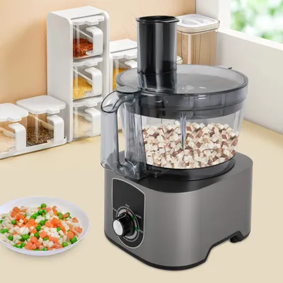 Produktbild von 5L Küchenmaschine, Küchenmaschinen, 3 in 1 Obstschneidemaschine, 600W Gemüsewürfelmaschine, Grau