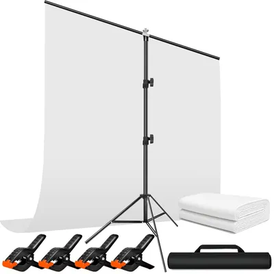 Obrázok produktu pre Sada bielych fotografických pozadí s rámom – 2x2 m / 1,5x2 m, biele pozadie