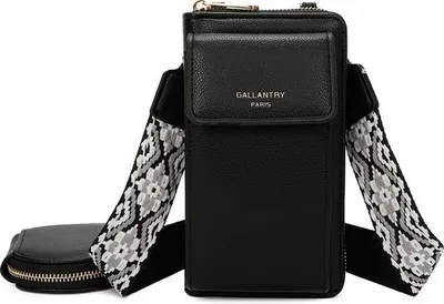 Image de Gallantry Crossbody Portemonnaie pour smartphone avec bandoulière, noir, avec compartiments pour l'argent et les cartes