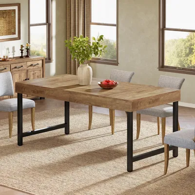 Immagine prodotto di Tavolo da pranzo rettangolare, 140 cm, per 4-6 persone, colore marrone rustico, gambe in metallo